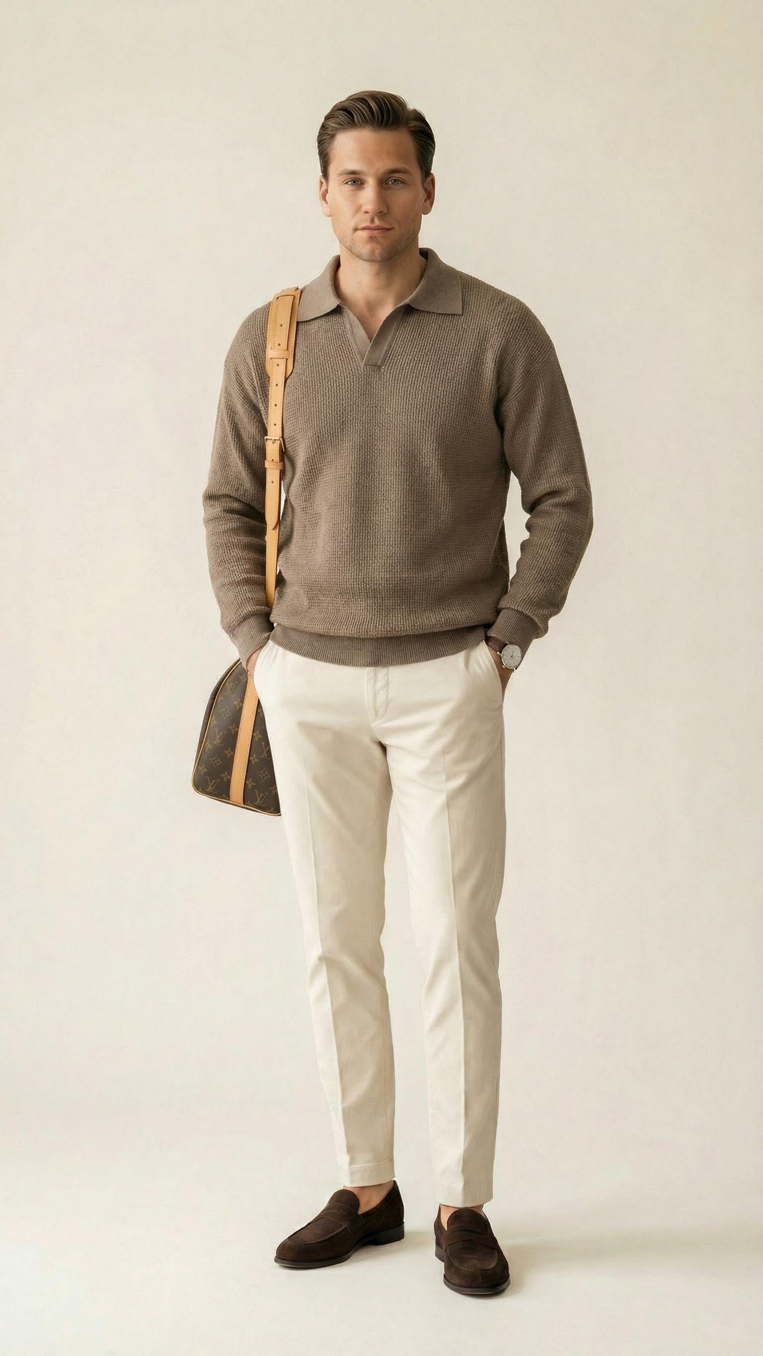 MONSEN Suitory V-Neck Heavyweight Knit Polo in Performance Blend product image