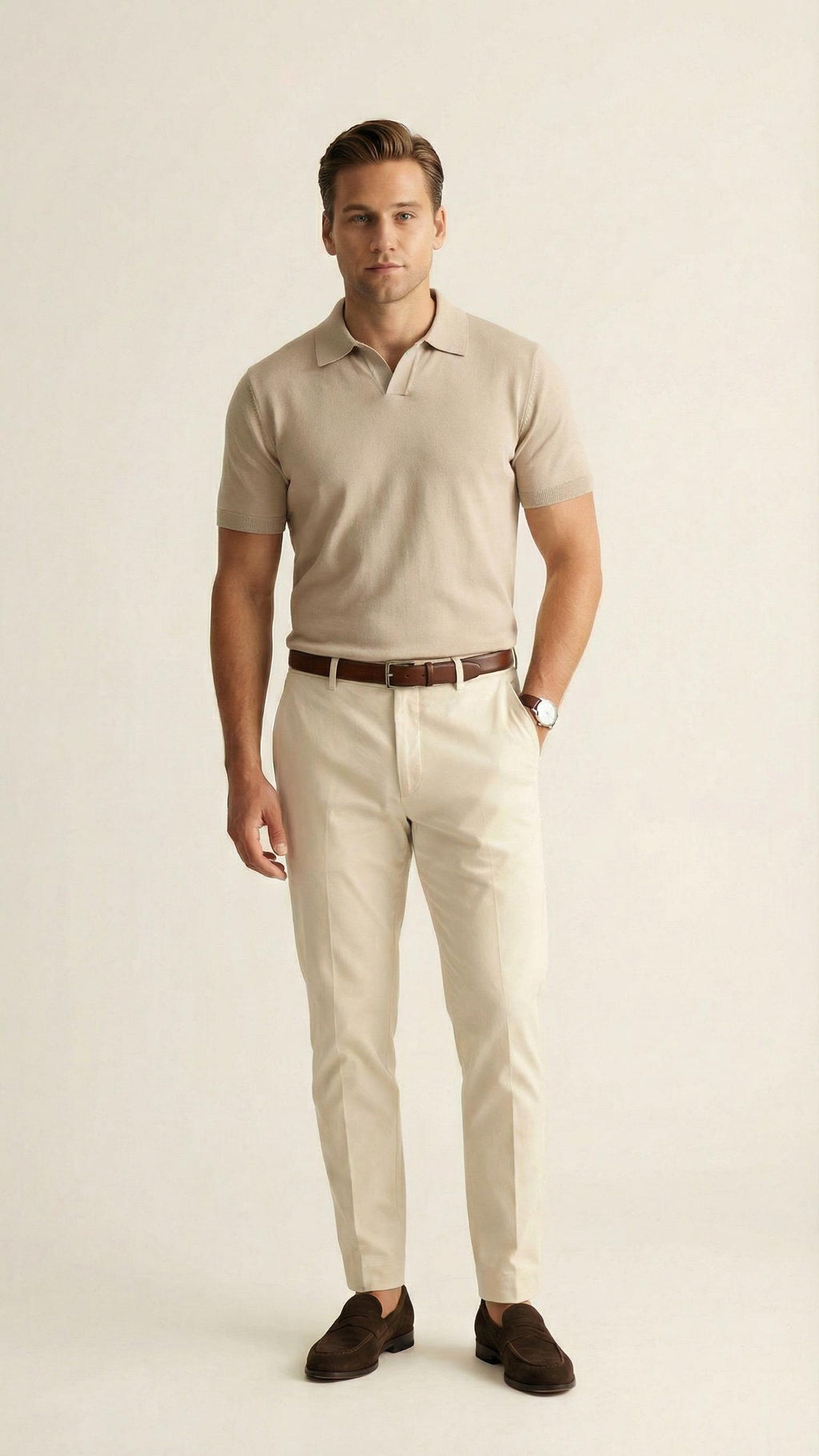 MONSEN Suitory Tencel-Drape V-Neck Knit Polo product image